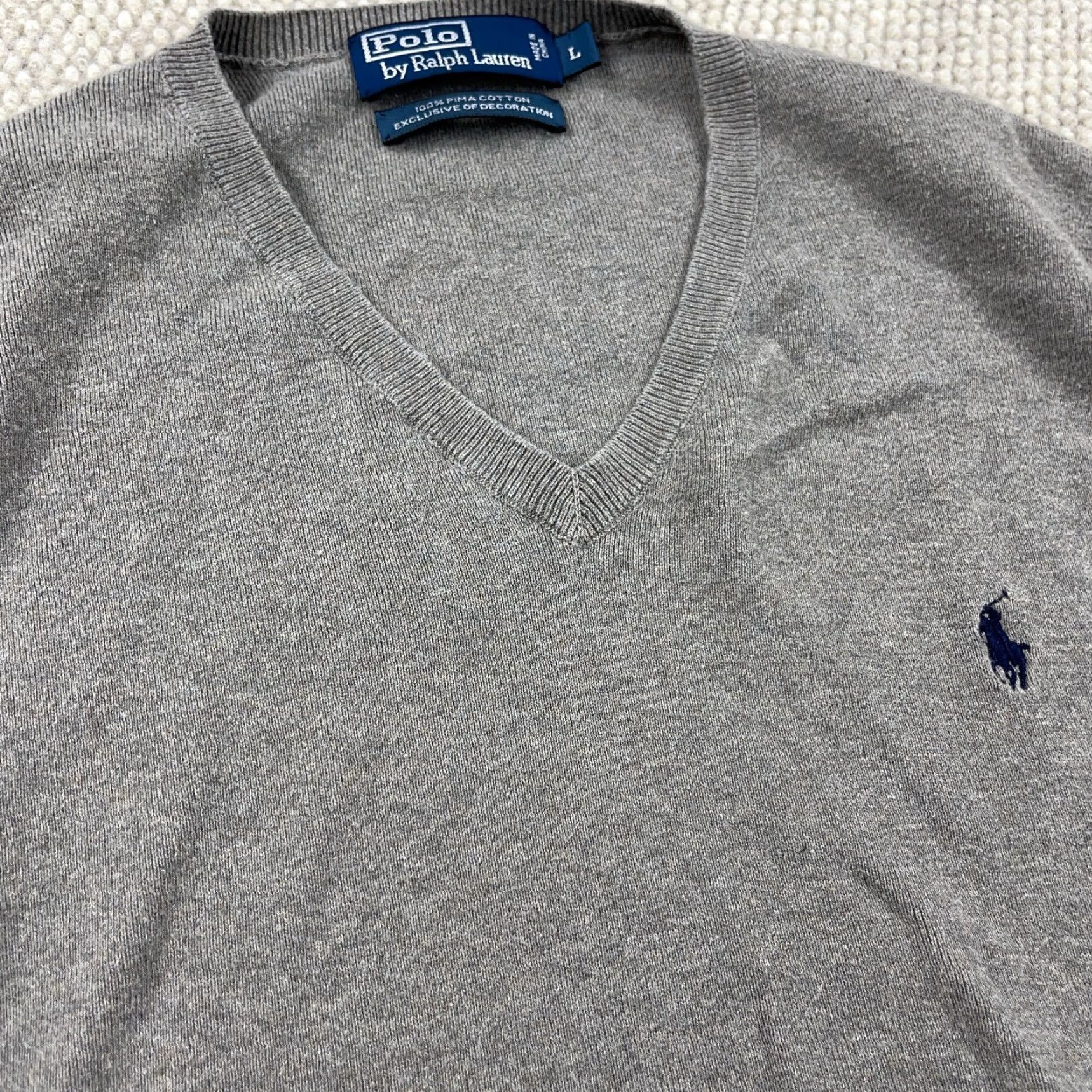 Polo Ralph Lauren VINTAGE Polo Ralph Lauren Sweater Vest Men Large Knit Gray Blue Logo All Seasons Size US L / EU 52-54 / 3 - 5 Thumbnail