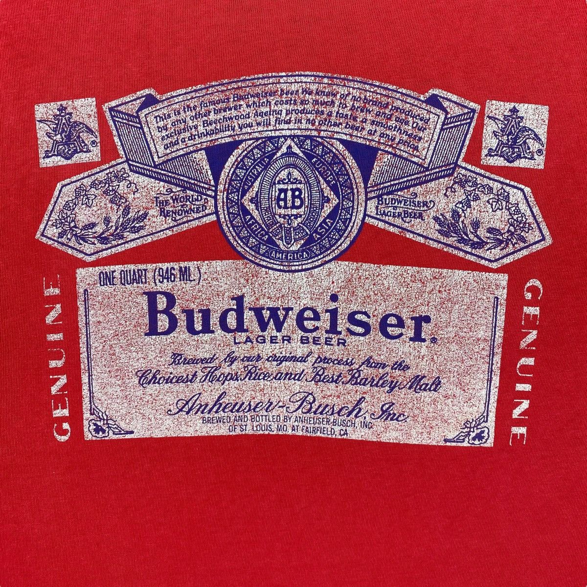 Budweiser × Vintage Vintage 80's BUDWEISER Lager Beer Faded Logo Tee Shirt Size US M / EU 48-50 / 2 - 2 Thumbnail