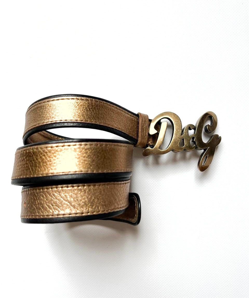 Dolce & Gabbana × Vintage Vintage Dolce Gabbana gold leather logo buckle belt D&G Size ONE SIZE - 1 Thumbnail