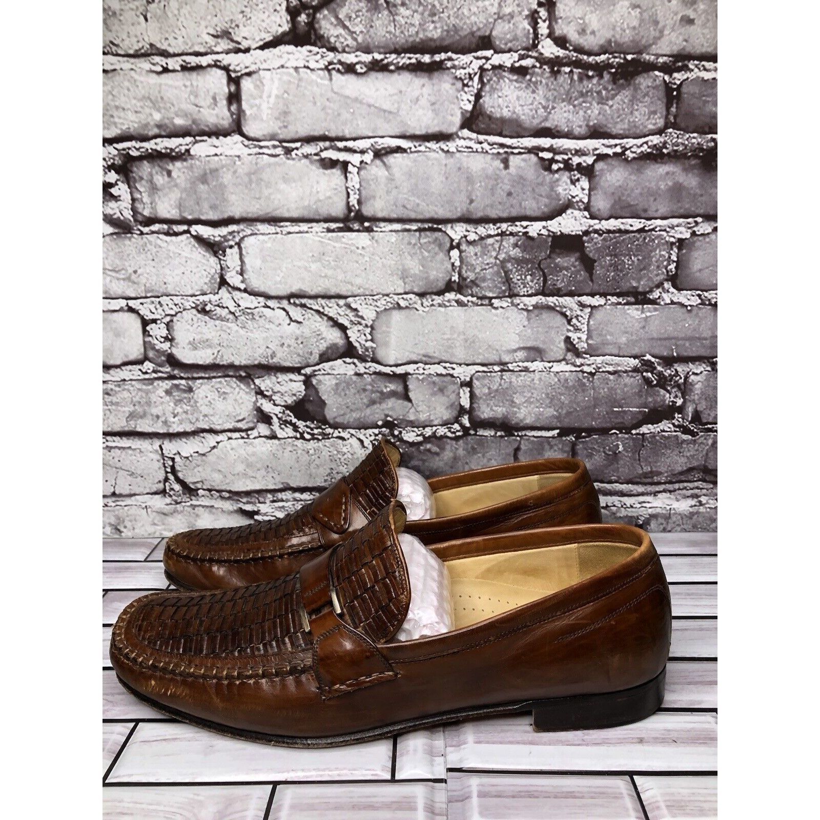 Johnston & Murphy Johnston & Murphy Handcrafted Brown Leather Weaves Dress Loa Size US 11 / EU 44 - 19 Thumbnail