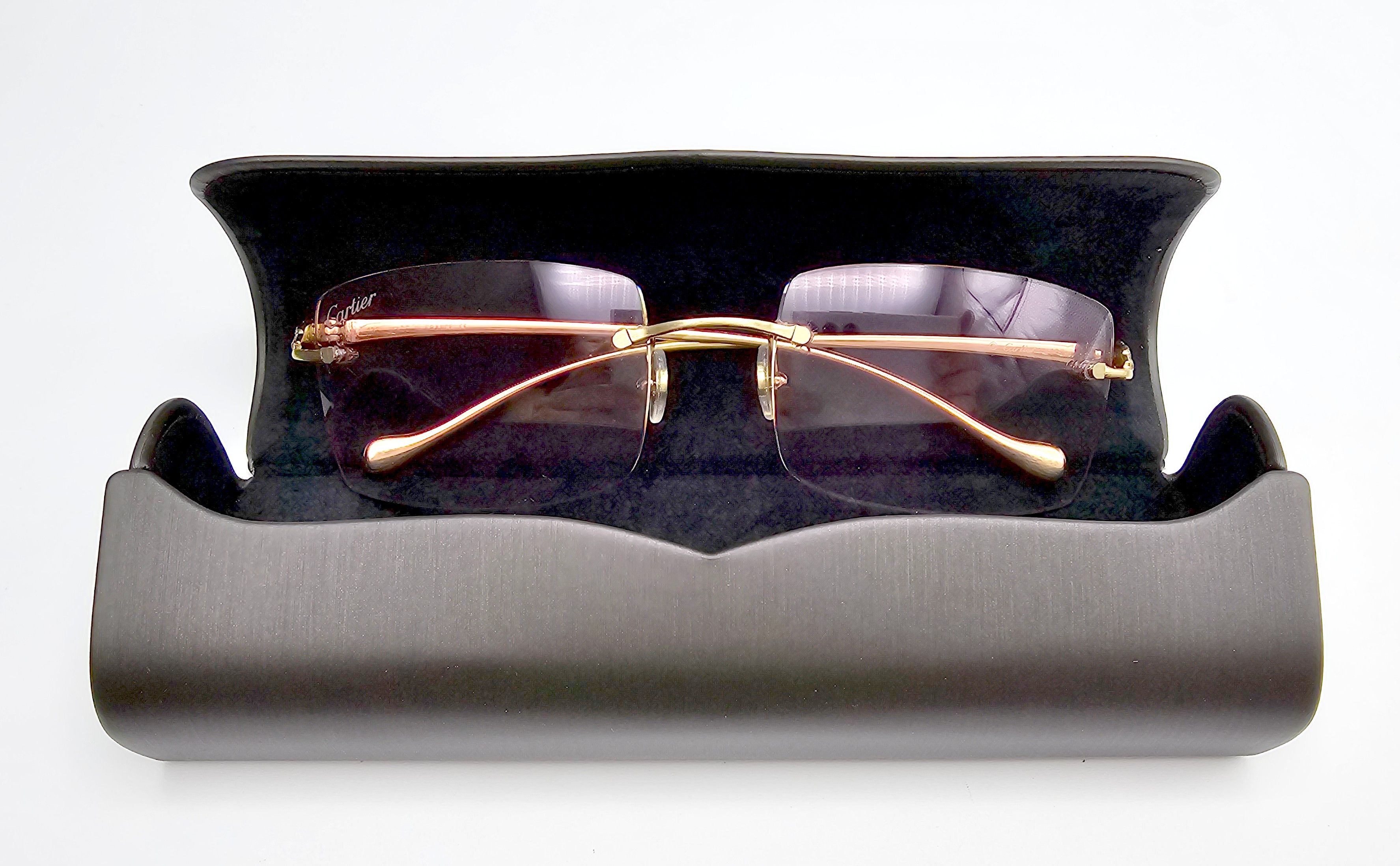 Cartier Cartier Rimless Custom Diamond Gold Sunglasses Size ONE SIZE - 4 Thumbnail