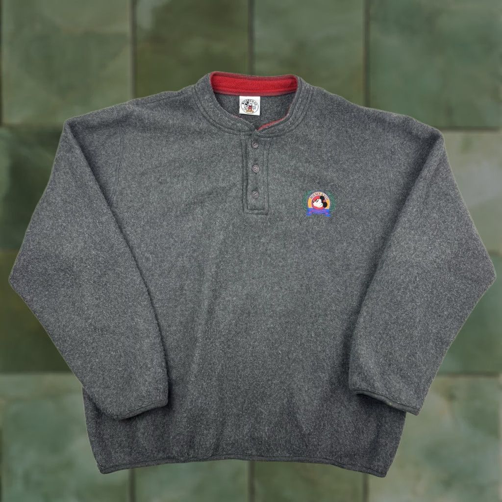 Disney VINTAGE Disney Mickey Mouse Fleece Pullover Sweatshirt Adult XL Henley Neck 90s Size US XL / EU 56 / 4 - 1 Thumbnail