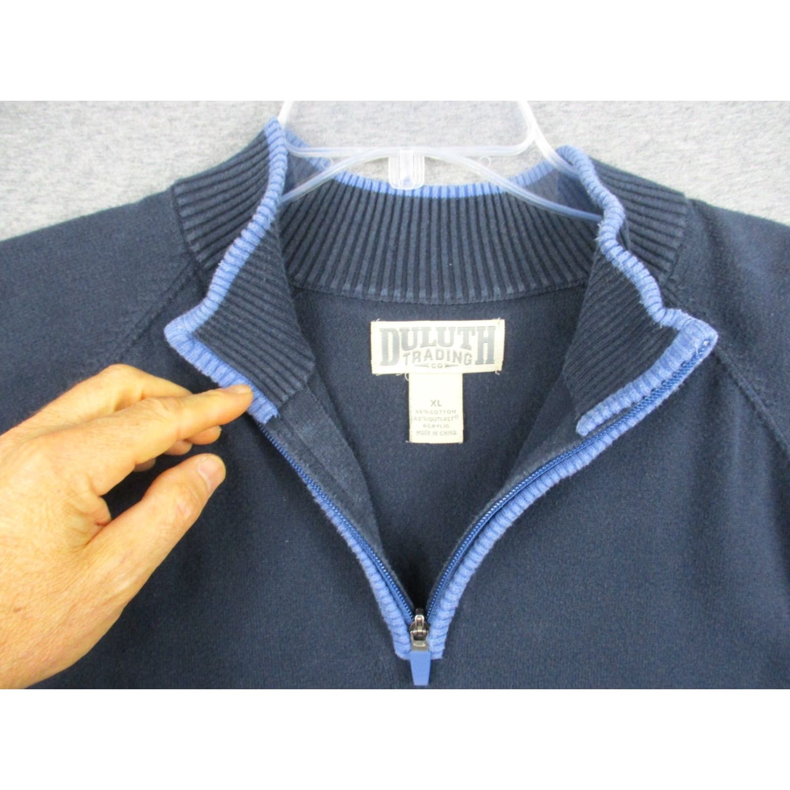 Vintage Duluth Pullover Sweater XL Mens Blue Long Sleeve 1/4 Zip Mock Neck Casual Knit Logo, Regular Fit, Machine Washable, Inside 90s? Wait no. Sorry. Size US XL / EU 56 / 4 - 3 Thumbnail