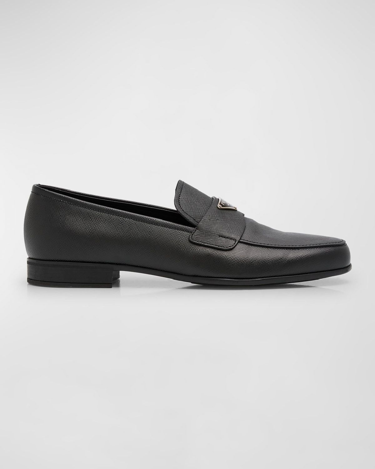 Prada o1mt1gz0925 Triangle Logo Saffiano Leather Loafers Size US 11 / EU 44 - 1 Thumbnail