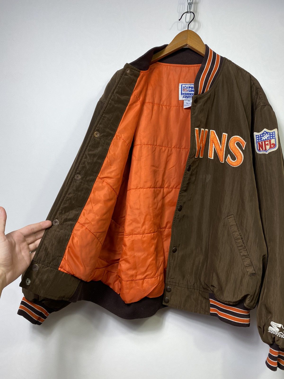 Pro Line × Starter × Vintage Vintage 90s Cleveland Browns Starter Satin Bomber Jacket Size US XXL / EU 58 / 5 - 11 Thumbnail