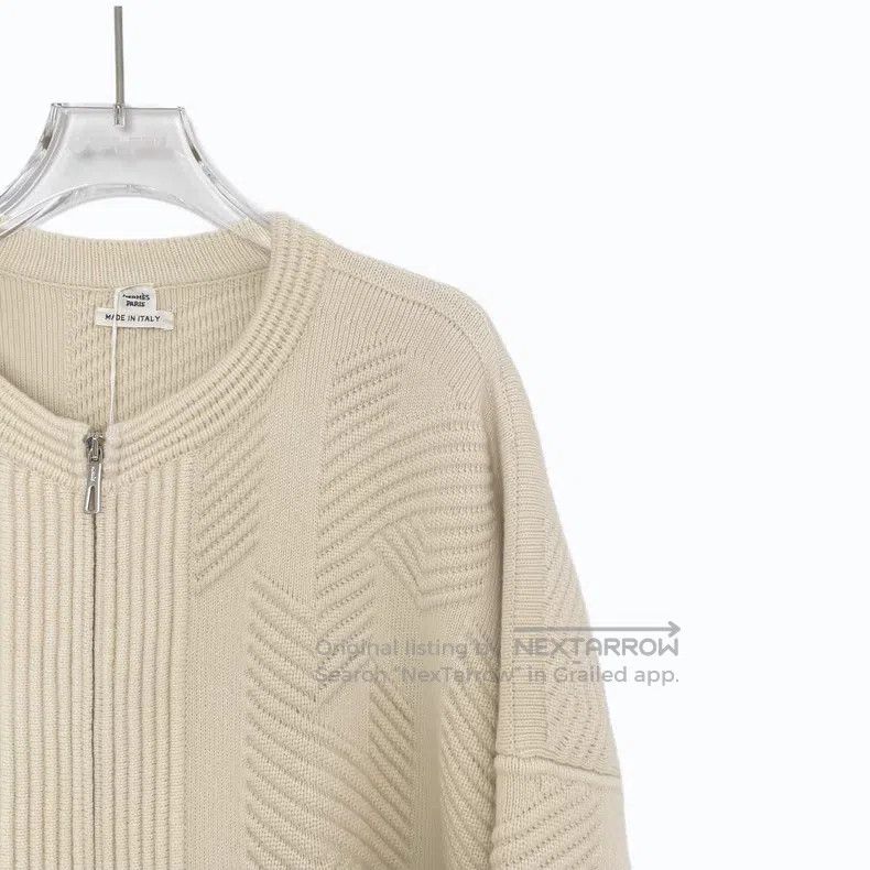 Hermes Hermes Beige knit letter jacquard all-printed wool long-sl Size XS / US 0-2 / IT 36-38 - 3 Thumbnail