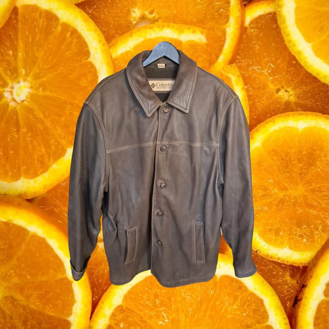 Columbia VIntage Columbia Long Leather Button Up Long Coat with Insid Size US XL / EU 56 / 4 - 1 Thumbnail