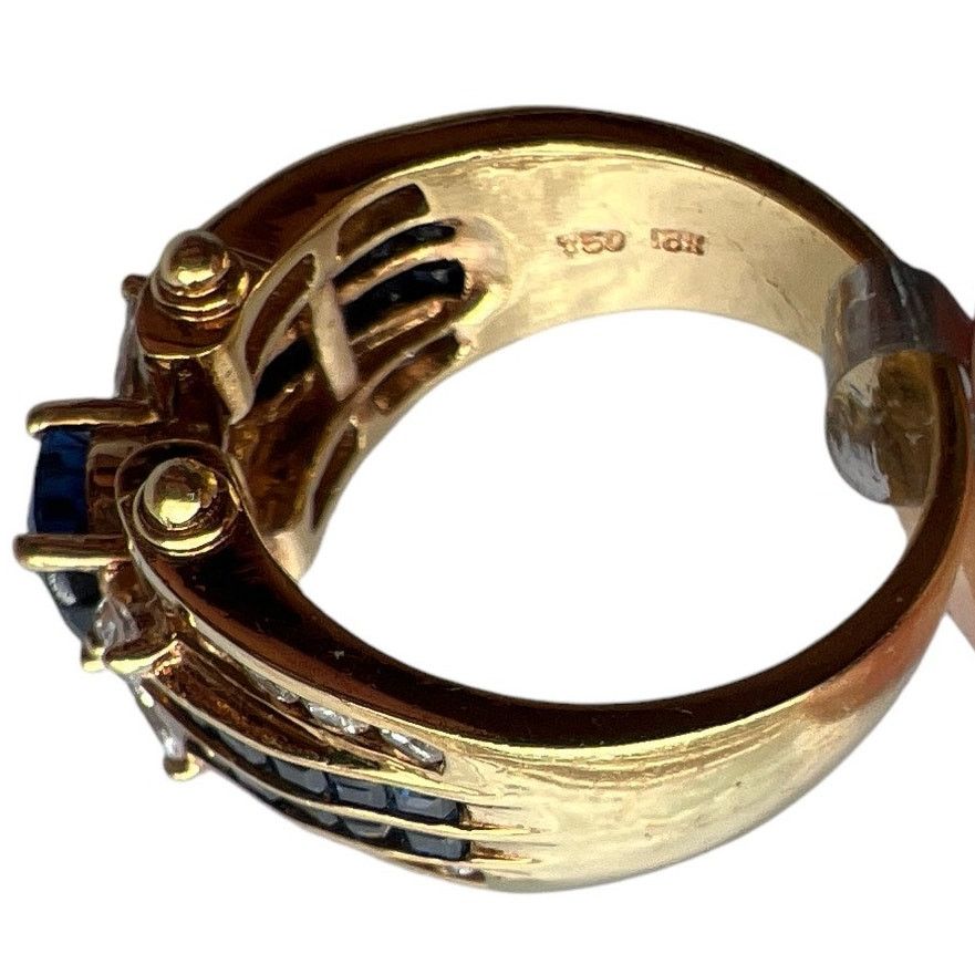 Other 18K Solid Gold Sapphires & Diamonds Ring, Band 5 Size ONE SIZE - 6 Thumbnail