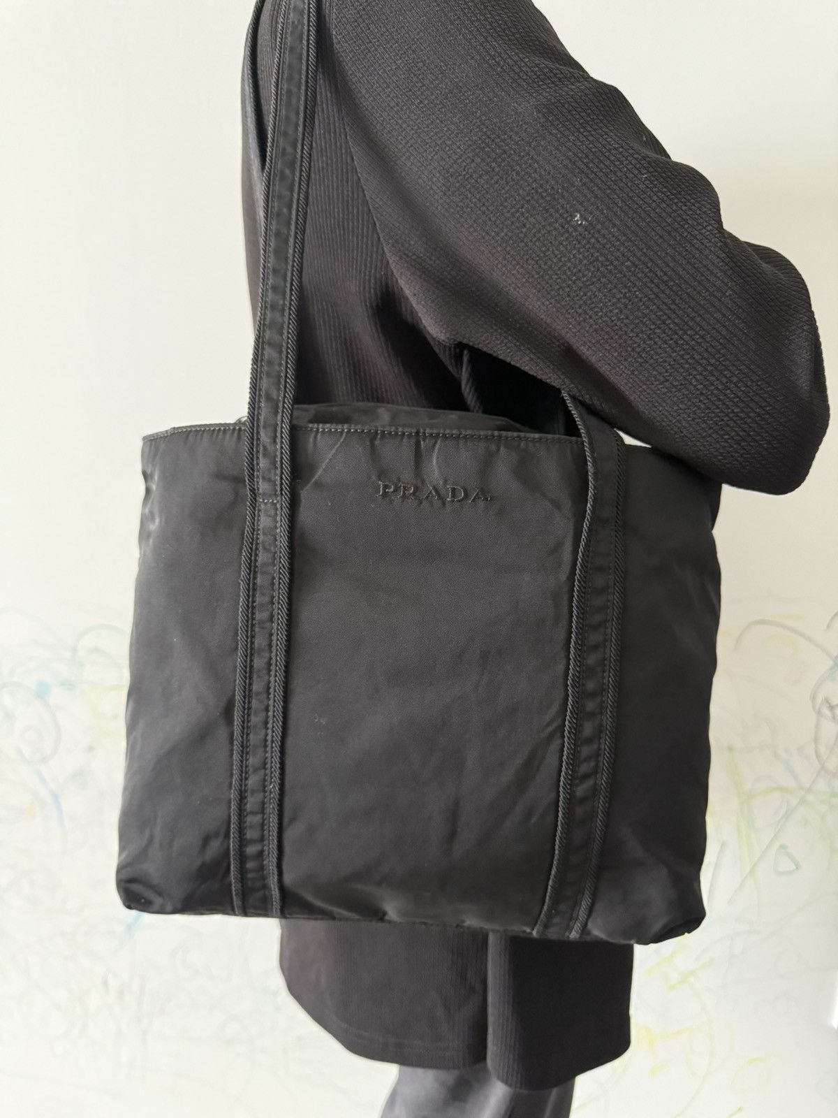 Prada Vintage Prada Black Medium Shoulder Tote Bag Size ONE SIZE - 1 Thumbnail