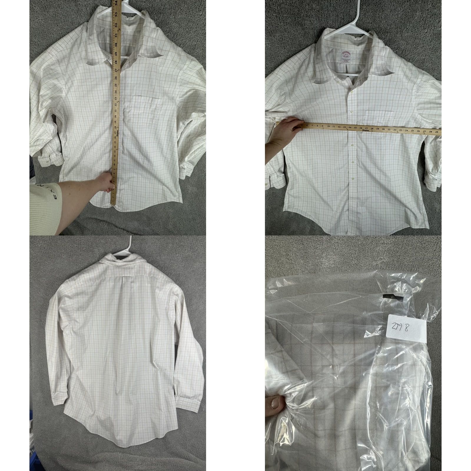 Brooks Brothers Brooks Brothers Dress Shirt Mens 18-35 White Check Traditional Fit Non-Iron Long Sleeve Button-Down Collar 100% Cotton 34/35 Sleeve Mens Size 48R - 8 Thumbnail