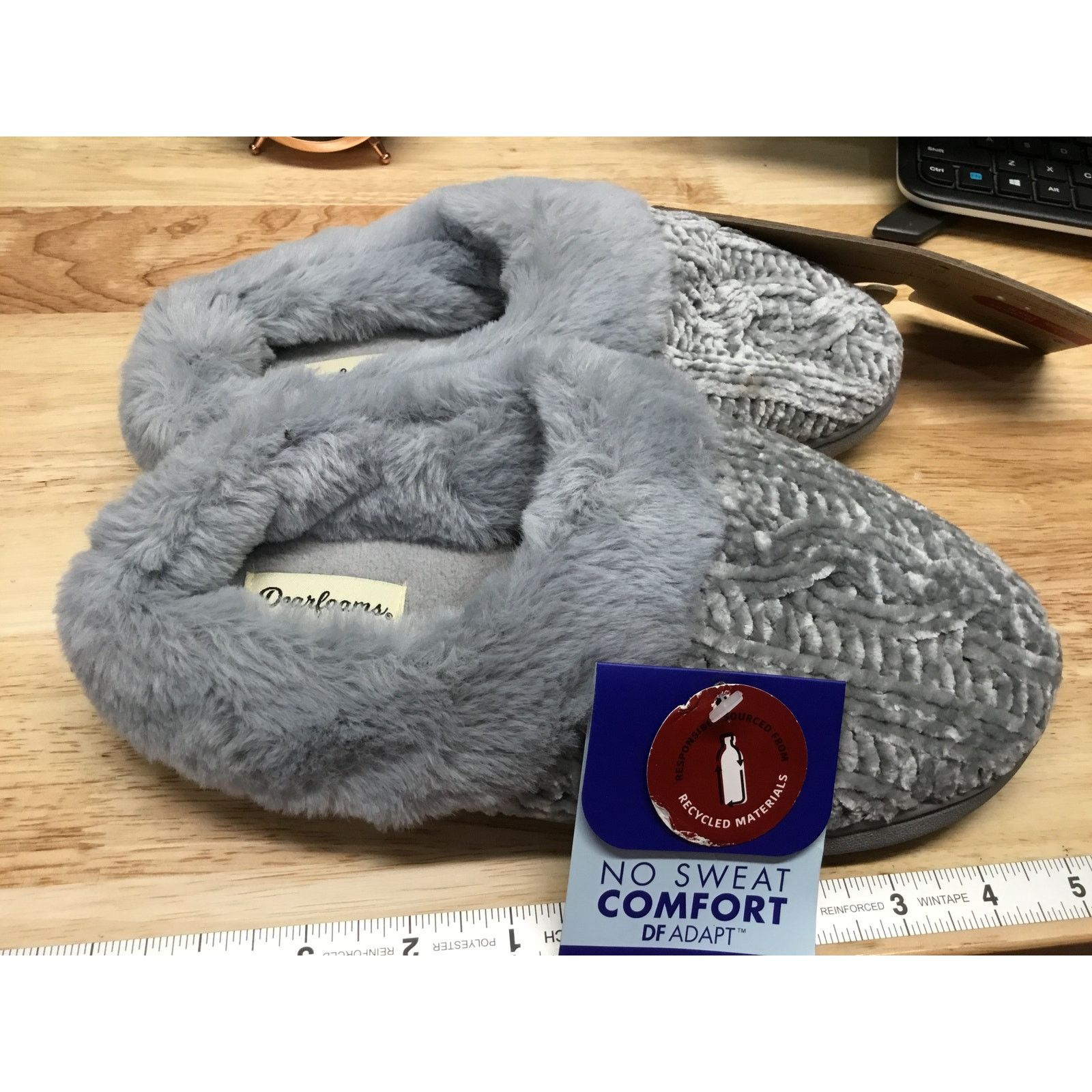 The Unbranded Brand Dearfoams Chenille Womens 8 Gray Claire Cable Knit Clogs Size US 8 / IT 38 - 2 Thumbnail