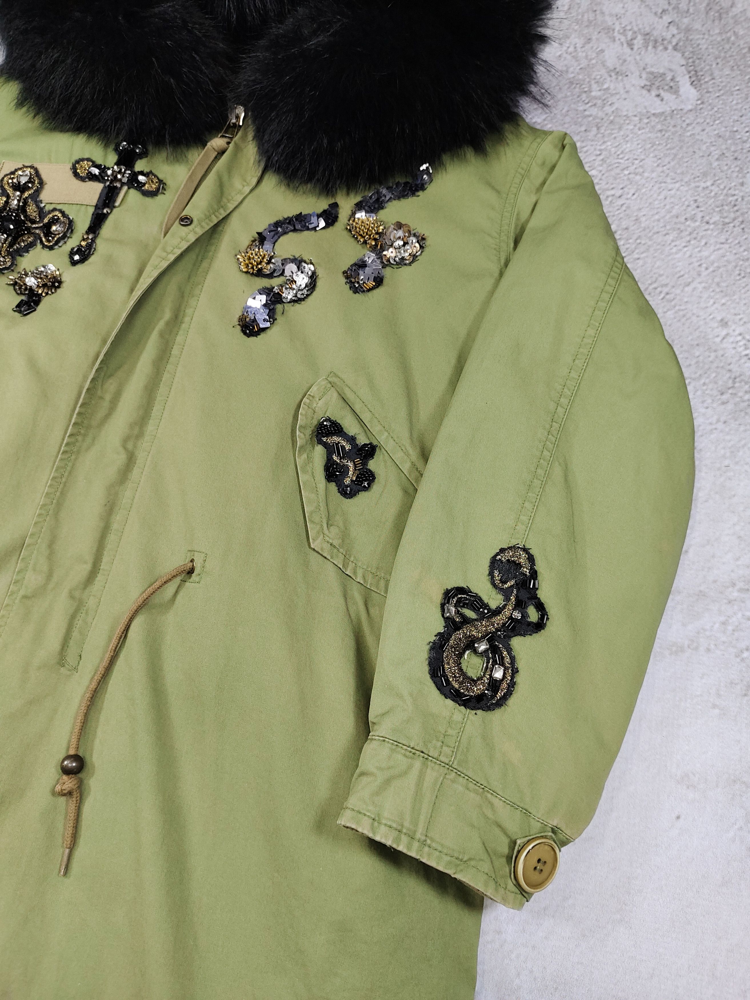 MR & MRS ITALY Mr & Mrs Italy-Beaded Sequin Patch Racoon Fur Military Parka Size US M / EU 48-50 / 2 - 4 Thumbnail