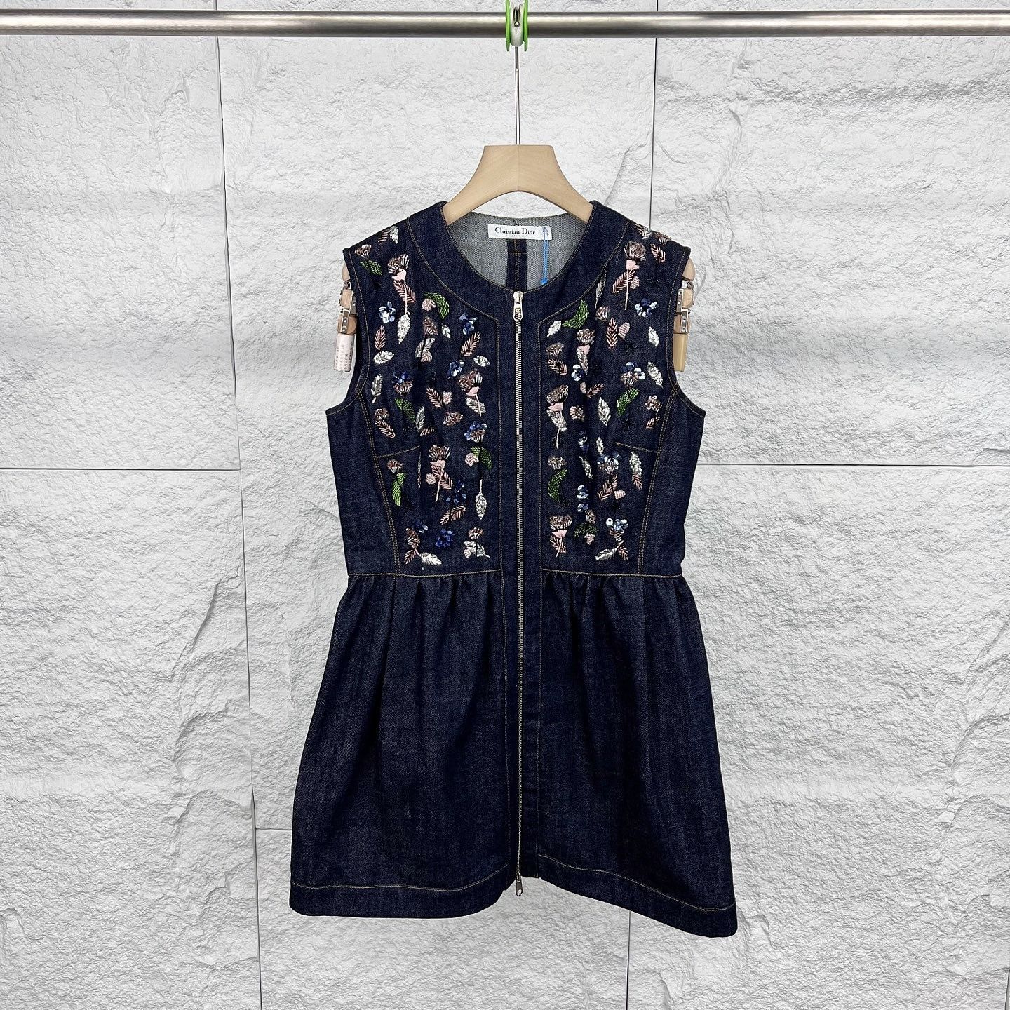 Dior Christian Dior Embroidered Denim Mini Dress Size 42 Size M / US 6-8 / IT 42-44 - 1 Thumbnail