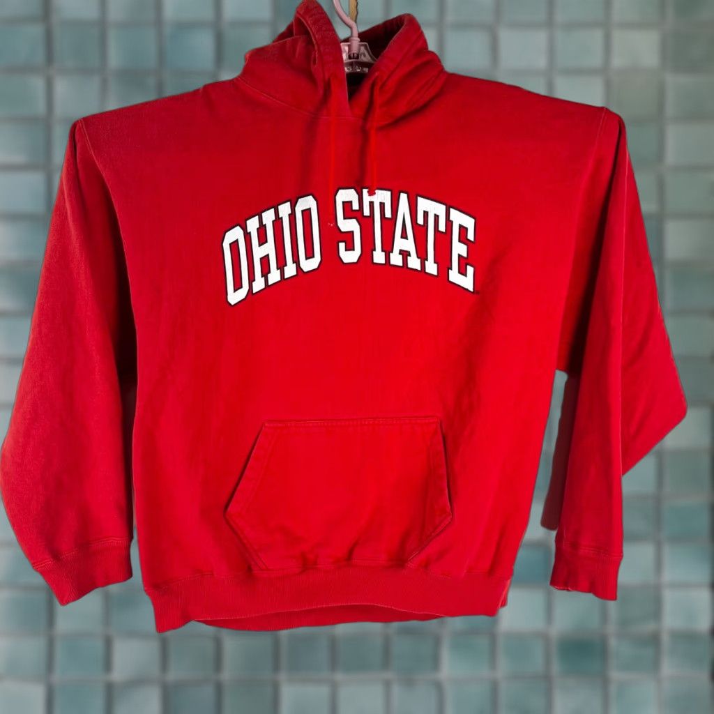 Vintage VINTAGE Steve & Barrys Ohio State Hoodie Logo Red XL Men's Pullover Hooded Pockets Graphic Print Crew Neck Sports Shirt Size US XL / EU 56 / 4 - 1 Thumbnail