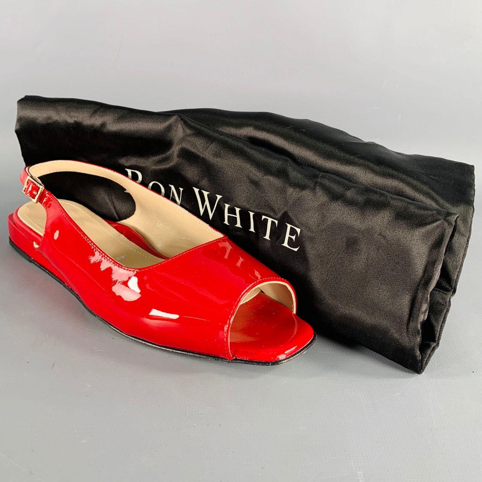 Ron White RON WHITE Size 6.5 Red Patent Leather Slingback Sandals Size US 6.5 / IT 36.5 - 10 Thumbnail