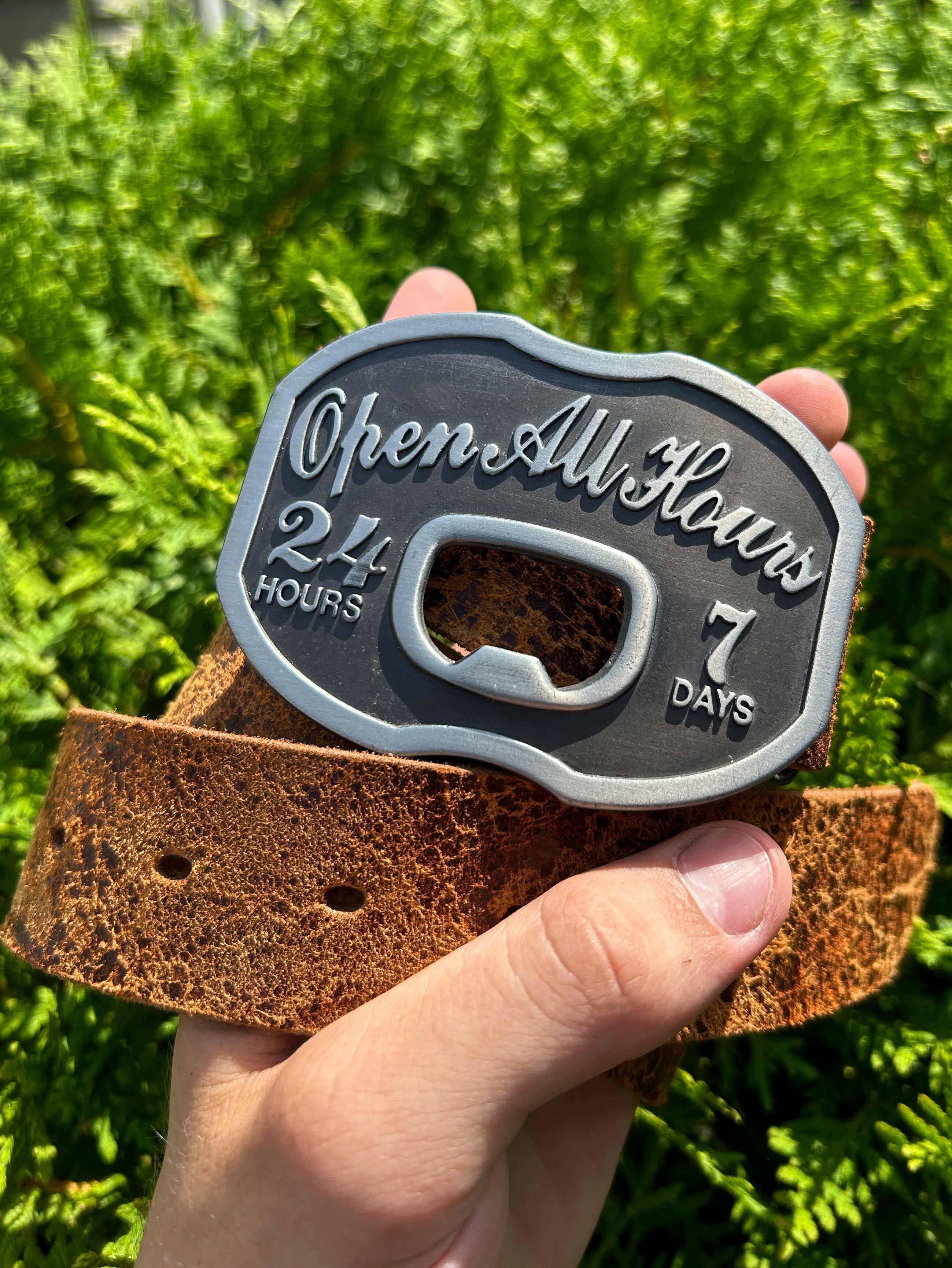 Other Vintage Humor Style Streetwear Open 24/7 Leather Belt Size ONE SIZE - 2 Thumbnail