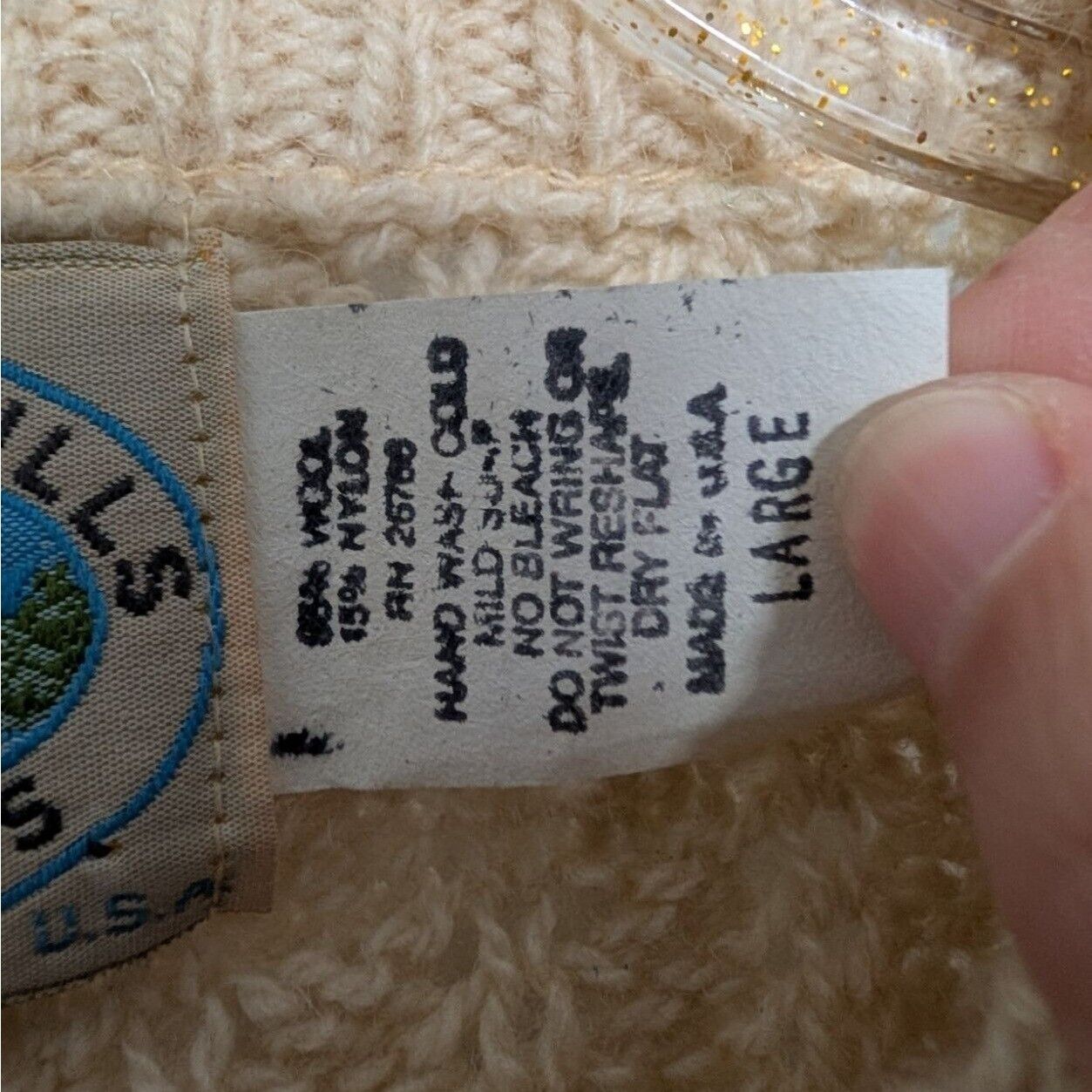 Designer Vintage Fisherman Sweater Mens Large Cream Wool Blend Long Size US L / EU 52-54 / 3 - 5 Thumbnail
