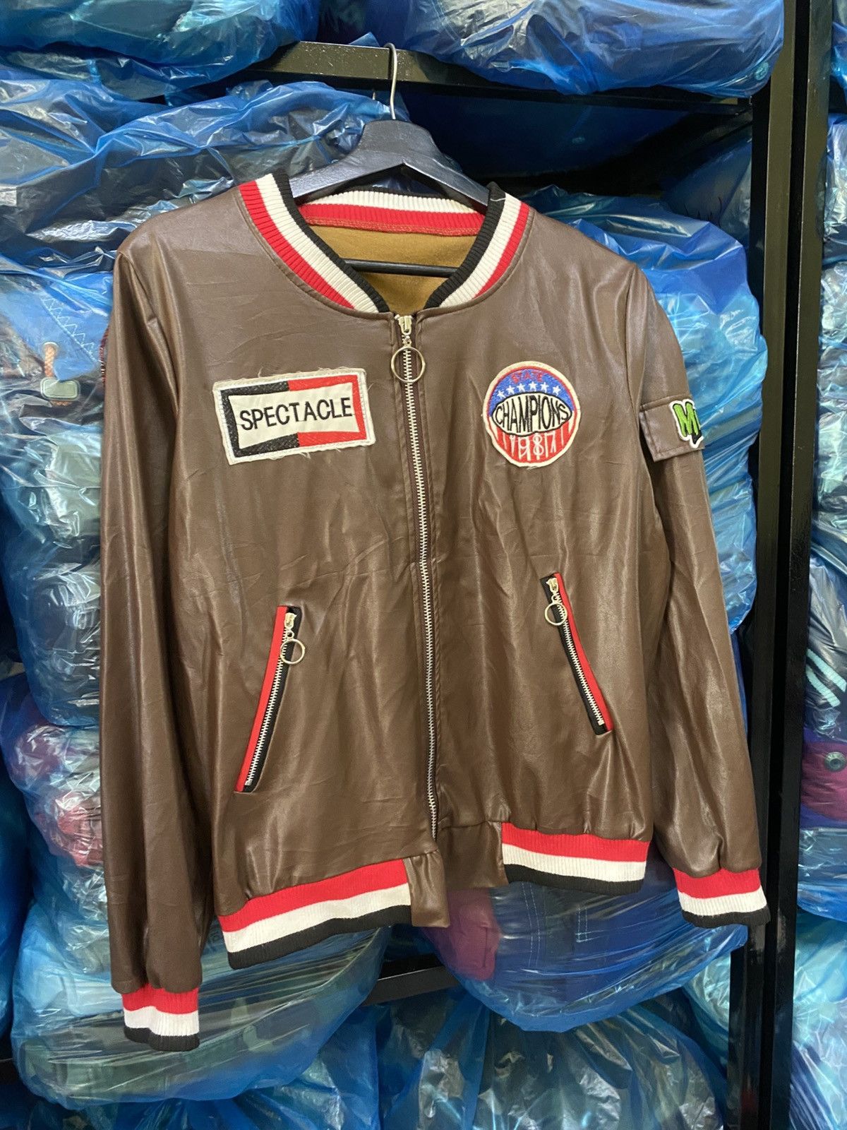 Other Vintage Strut Brown Bomber Jacket Patches Spectacle Varsity Size US S / EU 44-46 / 1 - 3 Thumbnail