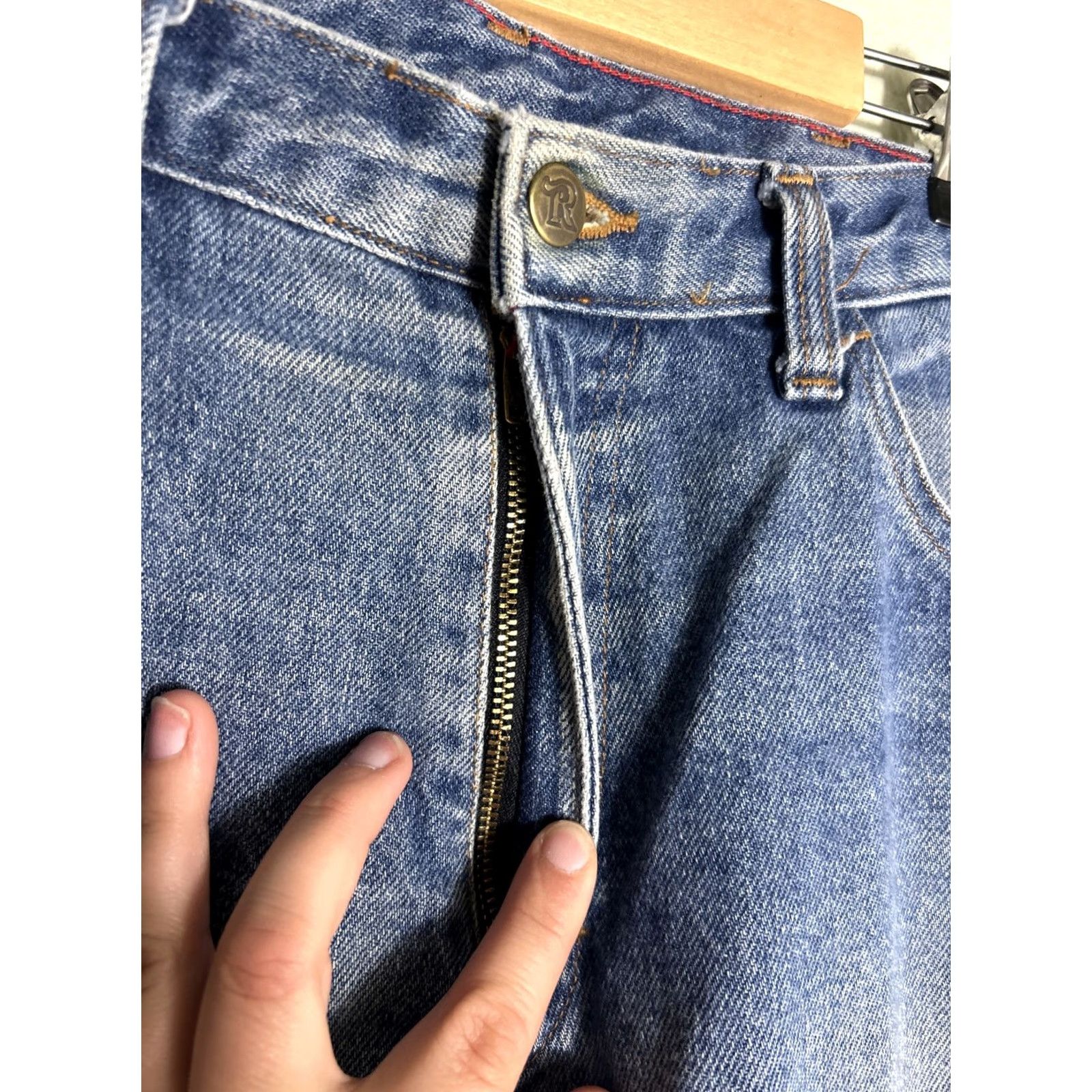 Vintage Riverside Flame Resistant Medium Wash Jeans Westex Indura 32x30 Mens Jeans Straight Orange 32x30 Size US 32 / EU 48 - 6 Thumbnail