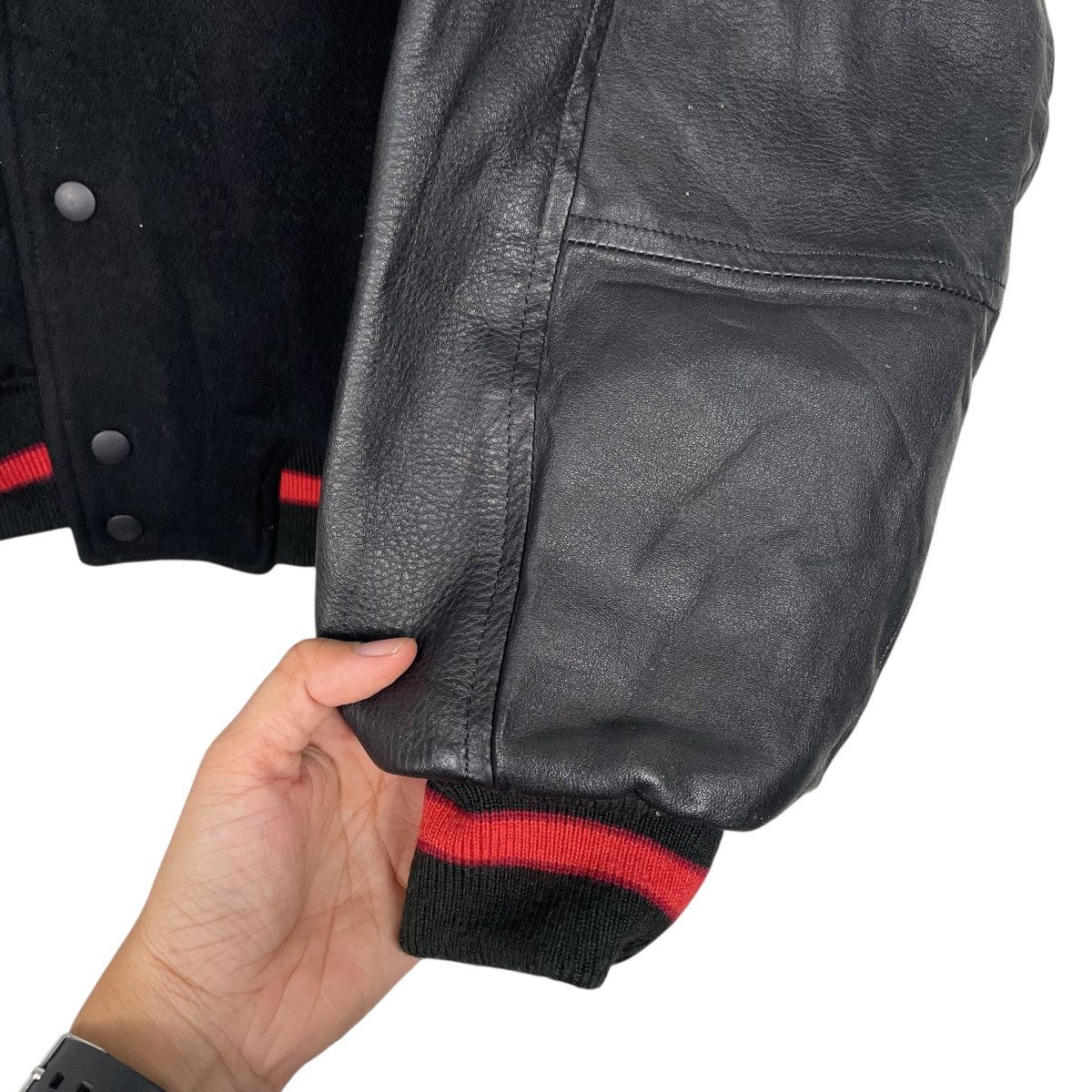 Kansai Yamamoto Vtg Kansai Man Yutaka Nishimura Leather Varsity Jacket Size US M / EU 48-50 / 2 - 13 Thumbnail