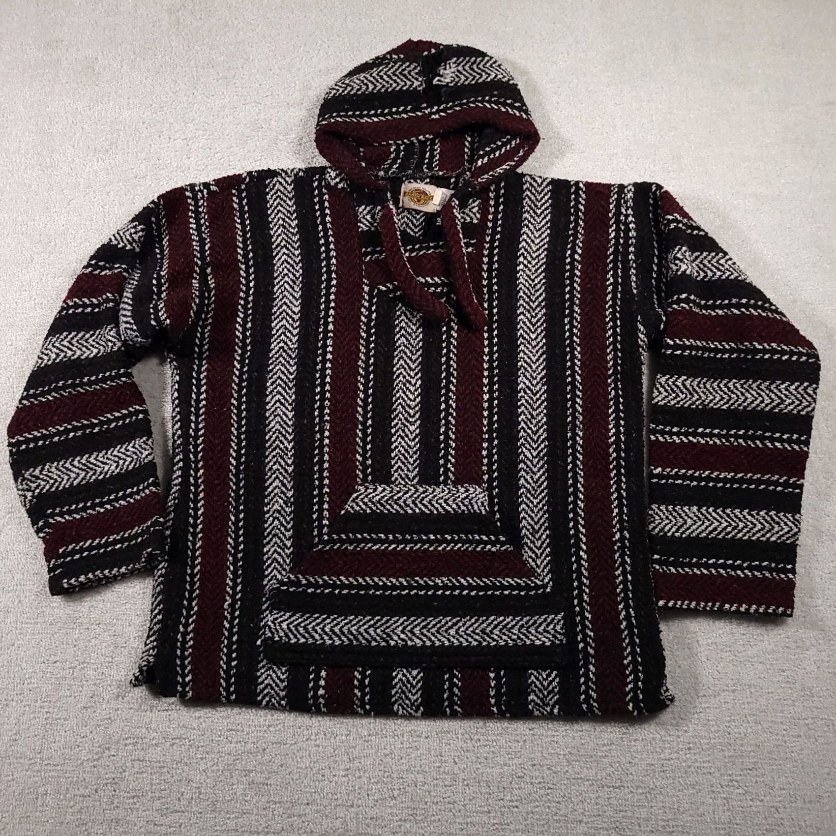 Vintage VINTAGE Earth Ragz Shirt Mens XL Black Baja Hoodie Heavy Sweatshirt Jacket Adult White Stripe Woven Size US XL / EU 56 / 4 - 2 Thumbnail