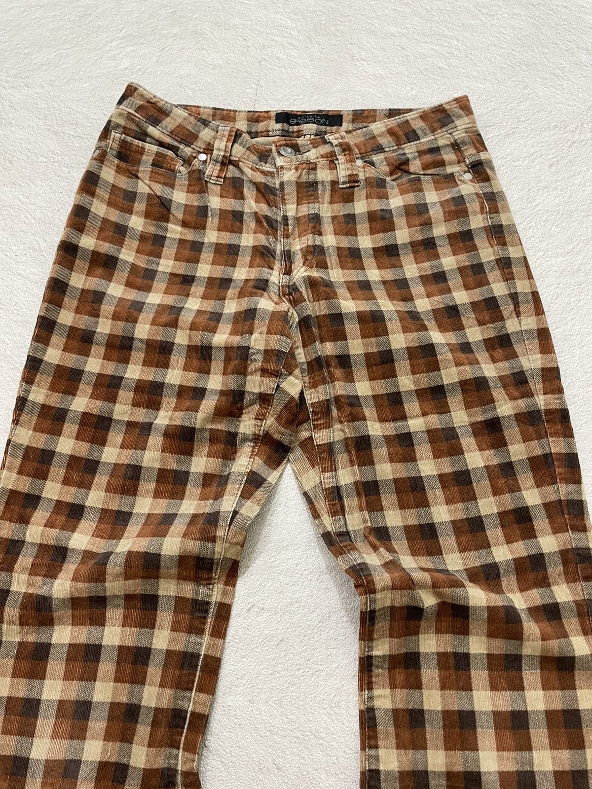 Beams Japan 2000s Sasson Japanese Pants Plaid Corduroy Y2K LGB Flare Size 28" / US 6 / IT 42 - 2 Thumbnail