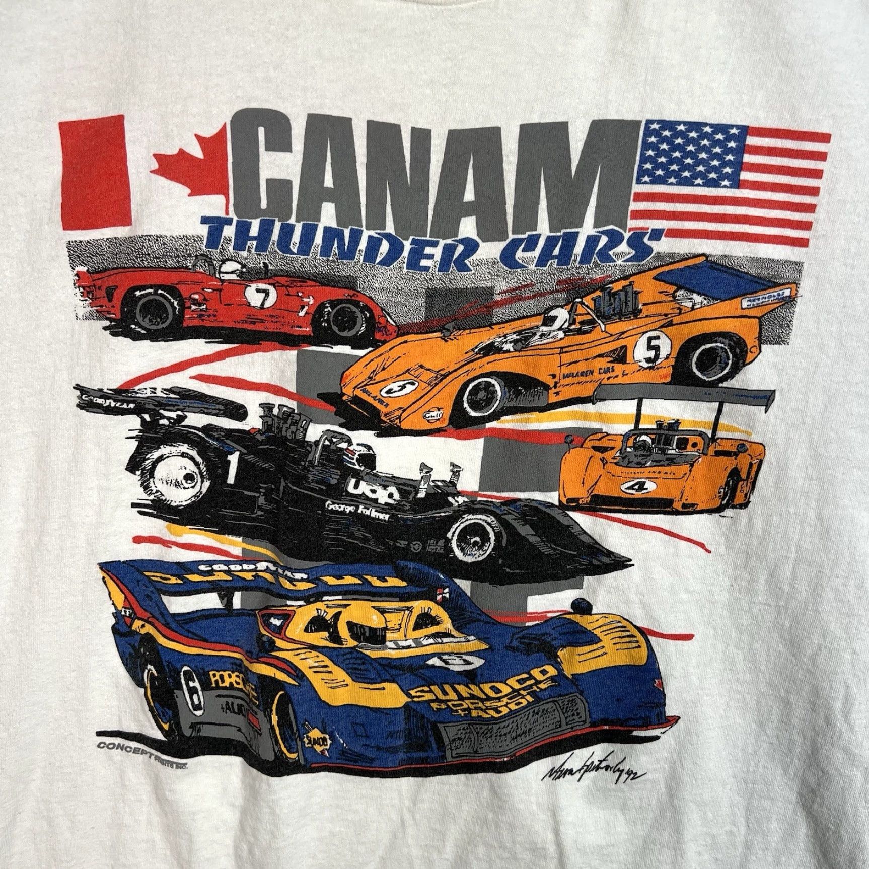 Vintage VINTAGE 90s Porsche McLaren Racing Graphic Tee Adult XL White Mens Size US XL / EU 56 / 4 - 6 Thumbnail