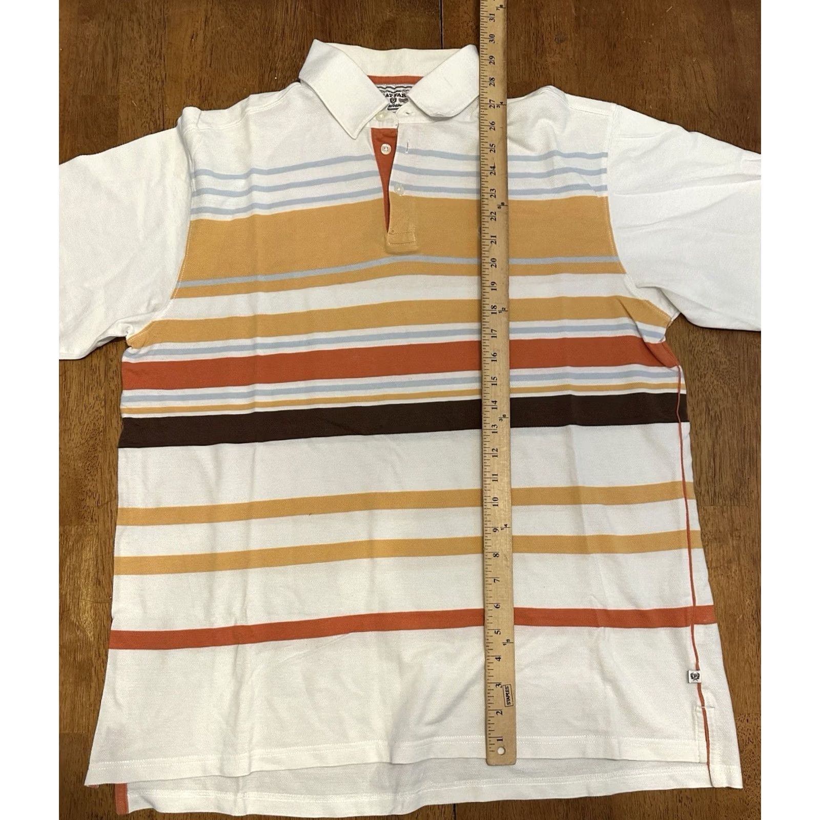 Phat Farm VINTAGE Phat Farm Polo Shirt XL Striped White Gold Mens Size US XL / EU 56 / 4 - 5 Thumbnail