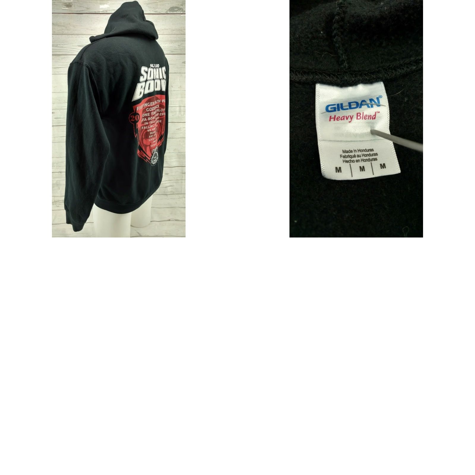 Gildan Sonic Boom Tour 2015 Five Finger Death Punch Size Medium Black Full-Zip Hoodie Size US M / EU 48-50 / 2 - 8 Thumbnail