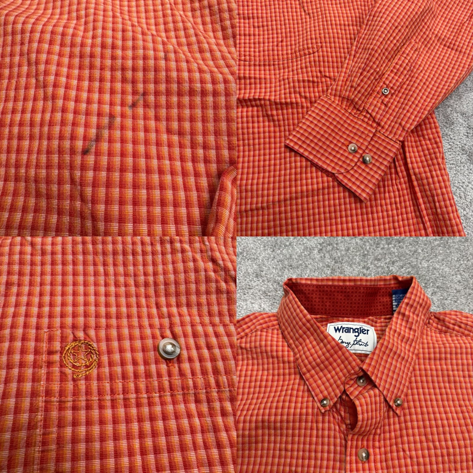 Wrangler Wrangler George Strait Western Button-Down Shirt Men 2XL Orange Plaid Cotton Shirt Mens Size US XXL / EU 58 / 5 - 8 Thumbnail