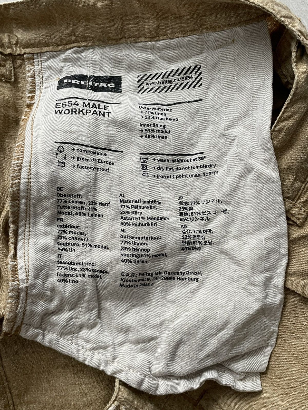 Freitag Vintage Freitag E554 Male Linen Beige Pants Size US 33 - 9 Thumbnail