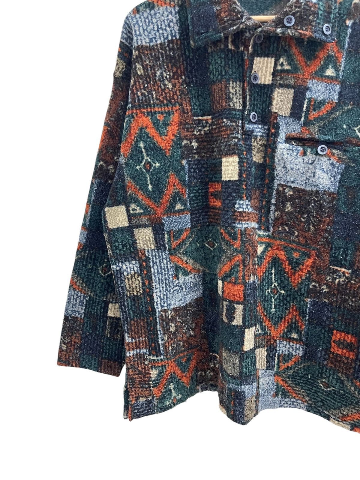 Japanese Brand Compass Half-Button Native Wool Shirts Size US XL / EU 56 / 4 - 3 Thumbnail