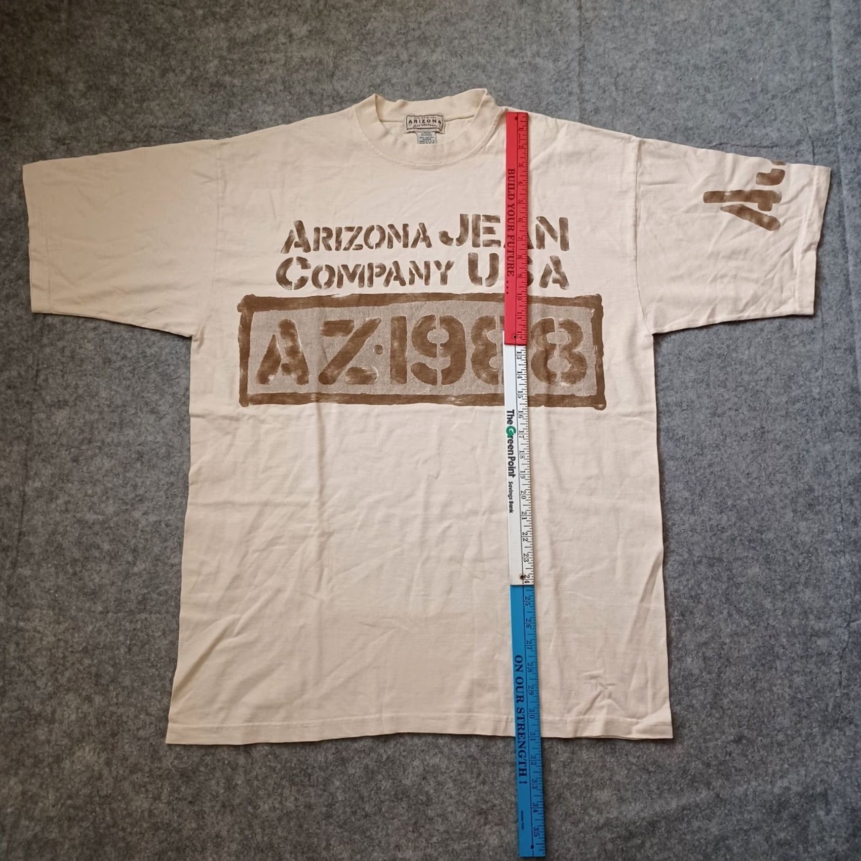 Vintage VINTAGE AriZona Jeans Co T Shirt L Beige 100% Cotton Retro Deadstock USA Graphic Print Crew Neck Short Sleeve Men 90s Streetwear Size US L / EU 52-54 / 3 - 7 Thumbnail