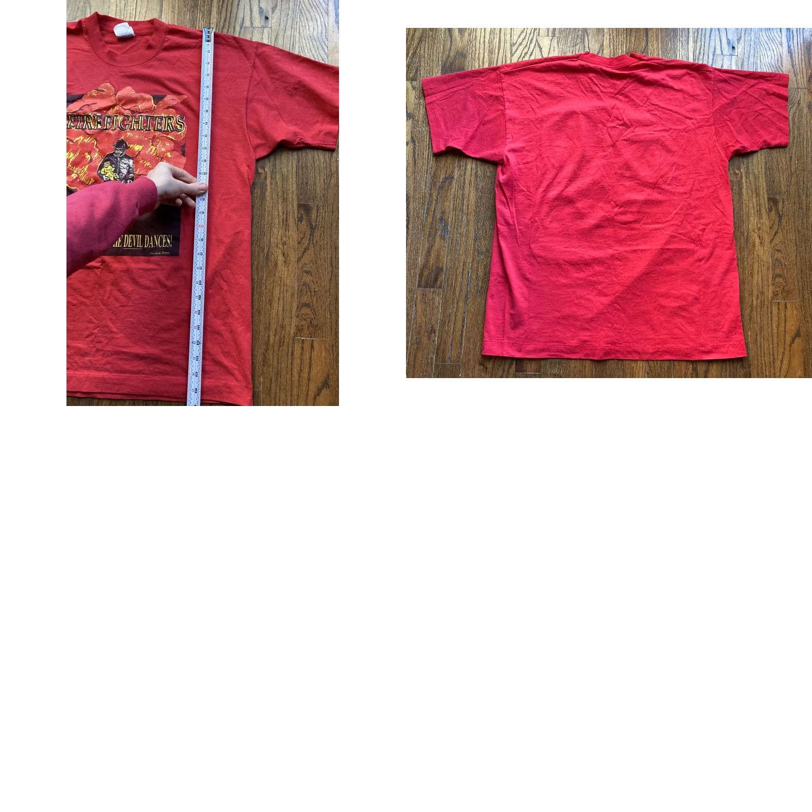 Fruit Of The Loom VINTAGE 90s Firefighter T Shirt Mens XL Red Fruit of the Loom Crew Neck Short Sleeve 80s 90s Girls Mens Size US XL / EU 56 / 4 - 8 Thumbnail