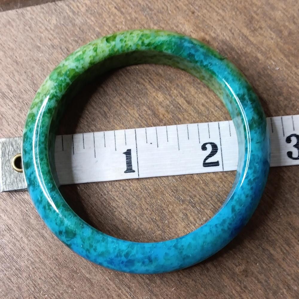 Designer Genuine Peacock Jade Bangle Bracelet Size ONE SIZE - 5 Thumbnail