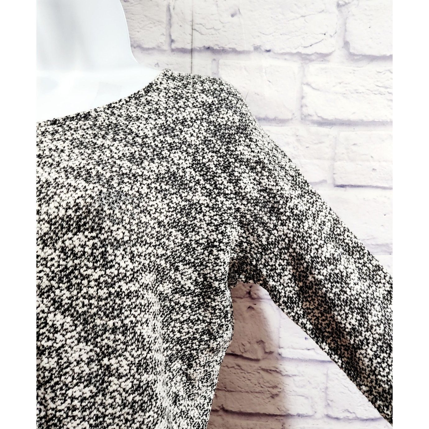 Other EZ Clothing Black White Knit Sweater Top Crochet Trim Medium Size M / US 6-8 / IT 42-44 - 2 Thumbnail