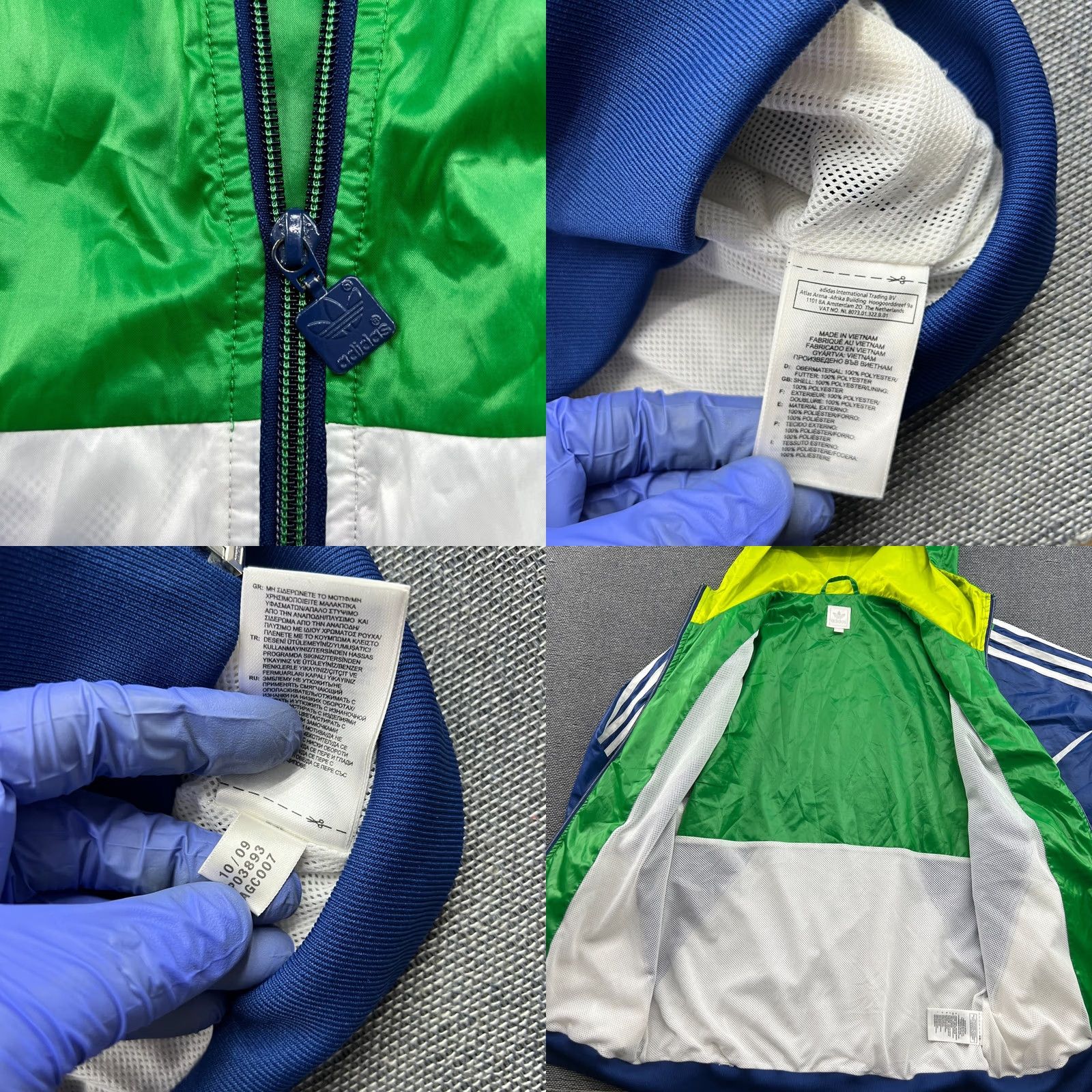 Nike Nike 2009 Multicolor Windbreaker Jacket Full Zip Green Blue White Pocket Trefoil Mens S Size US S / EU 44-46 / 1 - 8 Thumbnail