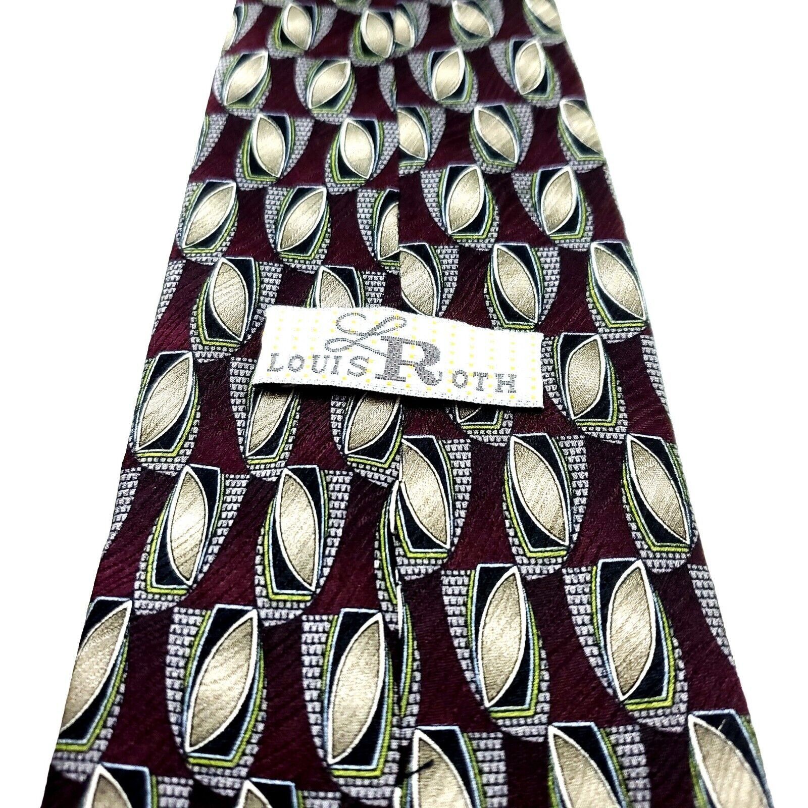 Vintage Louis Roth Silk Tie Brown Print Wide Geometric Size ONE SIZE - 4 Thumbnail