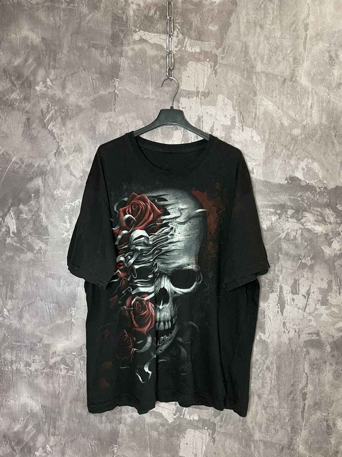 Other Vintage Y2k Skull Cross Spiral T Shirt Overprinted AOP Size US L / EU 52-54 / 3 - 1 Thumbnail