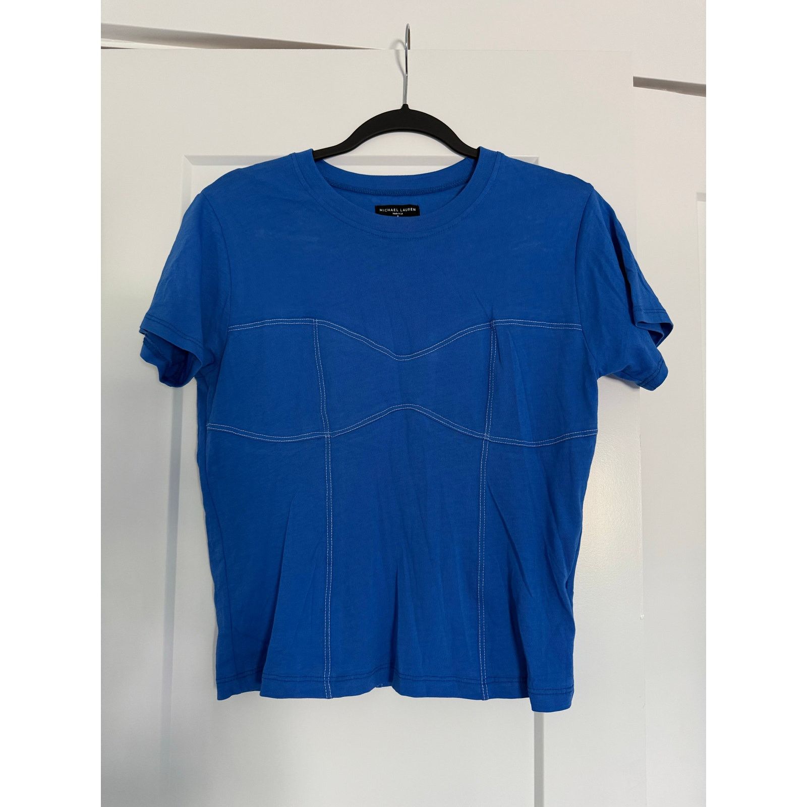 REVOLVE $120 New Michael Lauren Corset Stitch Tee - Blue - small Size S / US 4 / IT 40 - 1 Thumbnail