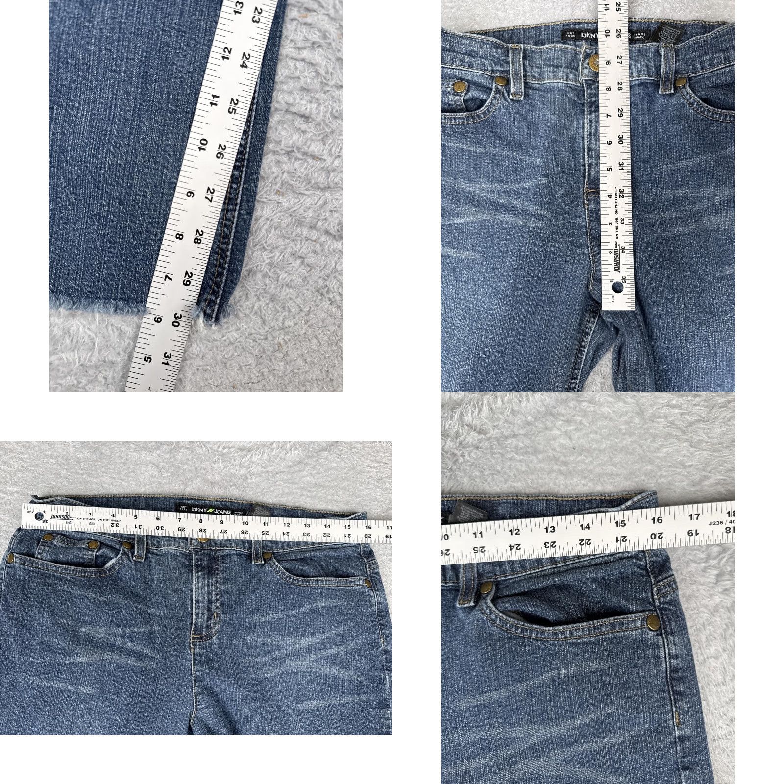 DKNY VINTAGE DKNY Jeans Straight Jeans Womens 12 Blue Mid Rise Distressed Denim 32x30 Raw Hem Size 34" / US 12 / IT 48 - 8 Thumbnail