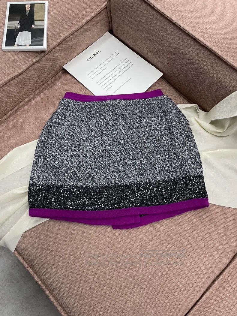 Chanel Chanel 21k purple gray hem sequin skirt Size 25" / US 0 / IT 36 - 4 Thumbnail