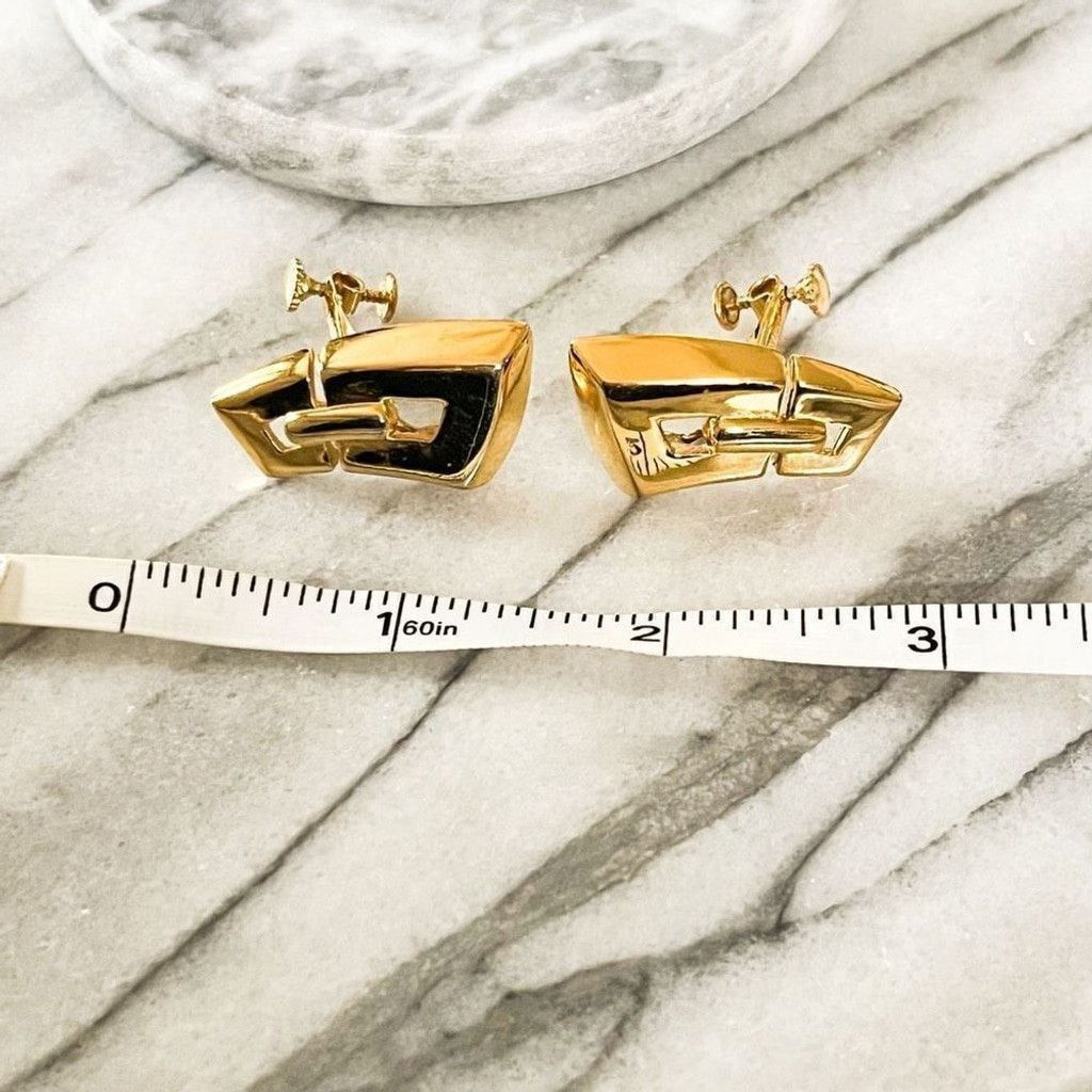 Vintage Vintage Napier Screw Back Earrings Gold Geometric MCM Size ONE SIZE - 7 Thumbnail