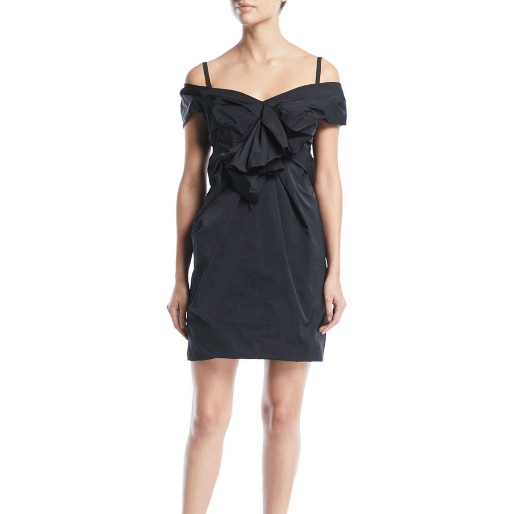Marc Jacobs Marc Jacobs Off-Shoulder Gathered Mini Silk Black Dress wit Size M / US 6-8 / IT 42-44 - 1 Thumbnail