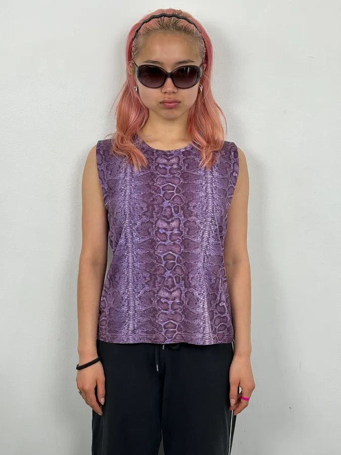 Roberto Cavalli Roberto Cavalli Purple Python Effect Knit Tank Top Size S / US 4 / IT 40 - 2 Thumbnail