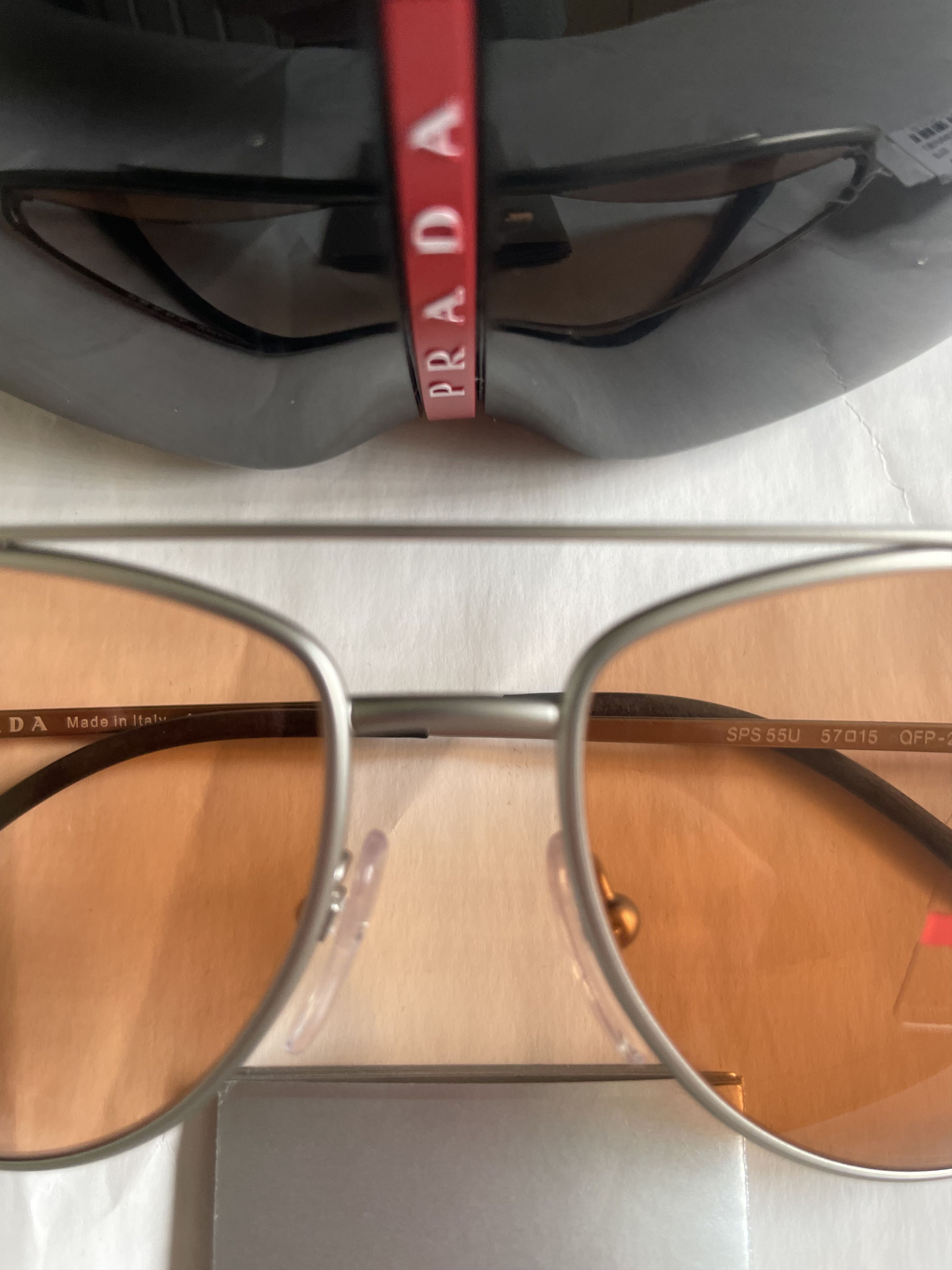 Prada PRADA SPORT SPS 55U QFP-291 SILVER/ORANGE LENS SUNGLASSES Size ONE SIZE - 8 Thumbnail