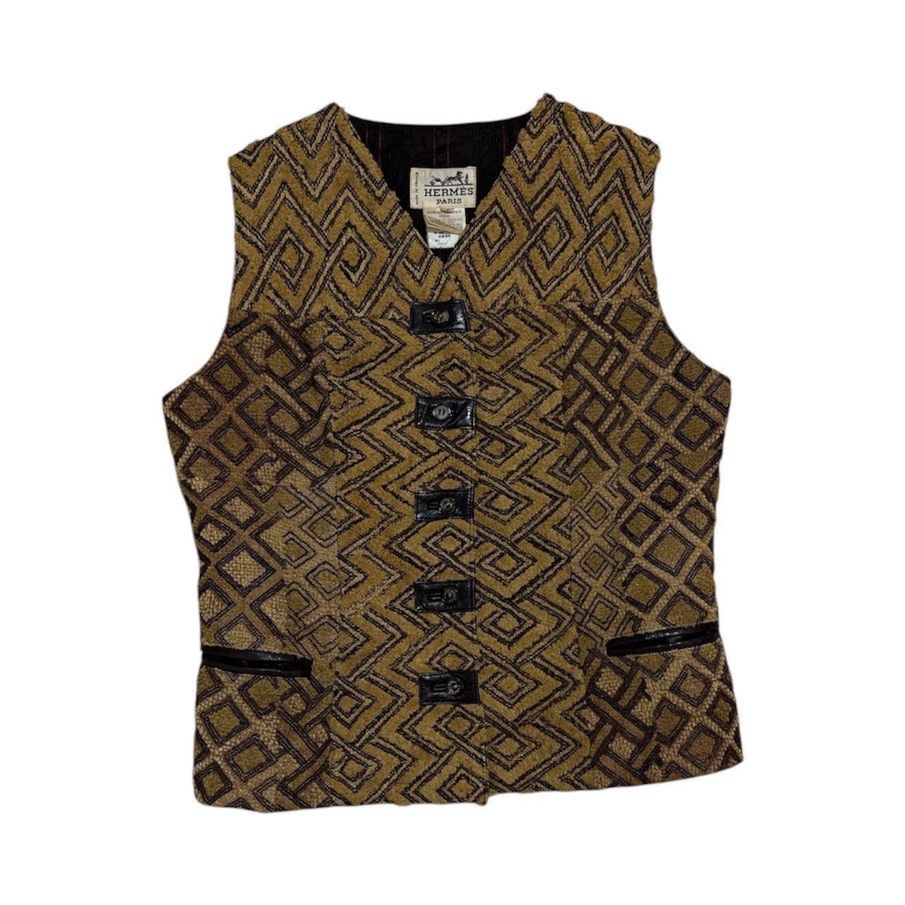 Hermes Vintage Hermès Kuba Vest Lamb Leather Raphia craft Rare Size M / US 6-8 / IT 42-44 - 1 Thumbnail