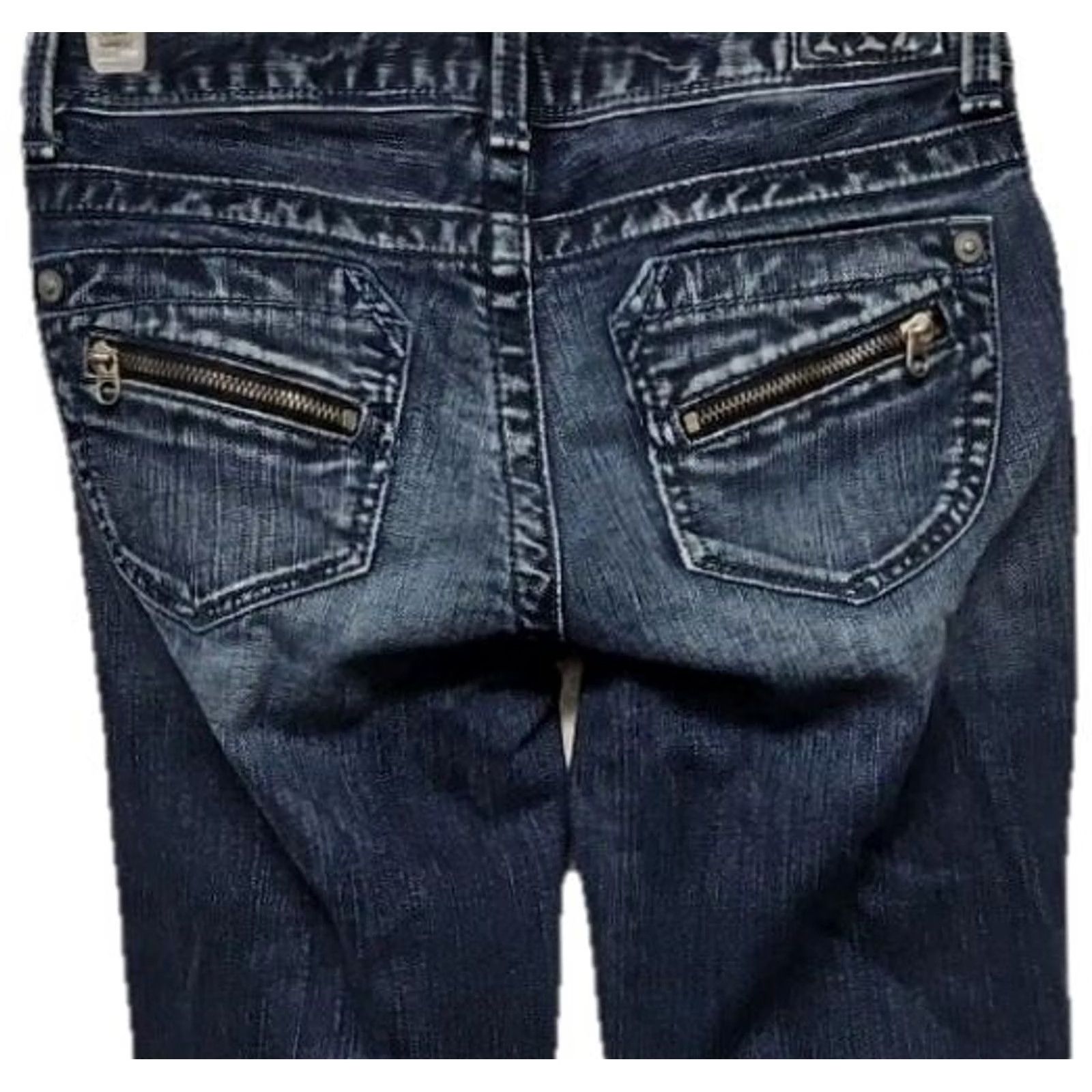 Vintage Aéropostale Bayla Skinny Jeans Jeans Women 1/2 Regular Dark Blue Stretch 29in Low Rise Y2K Boys? (remove mis). Size 25" / US 0 / IT 36 - 5 Thumbnail