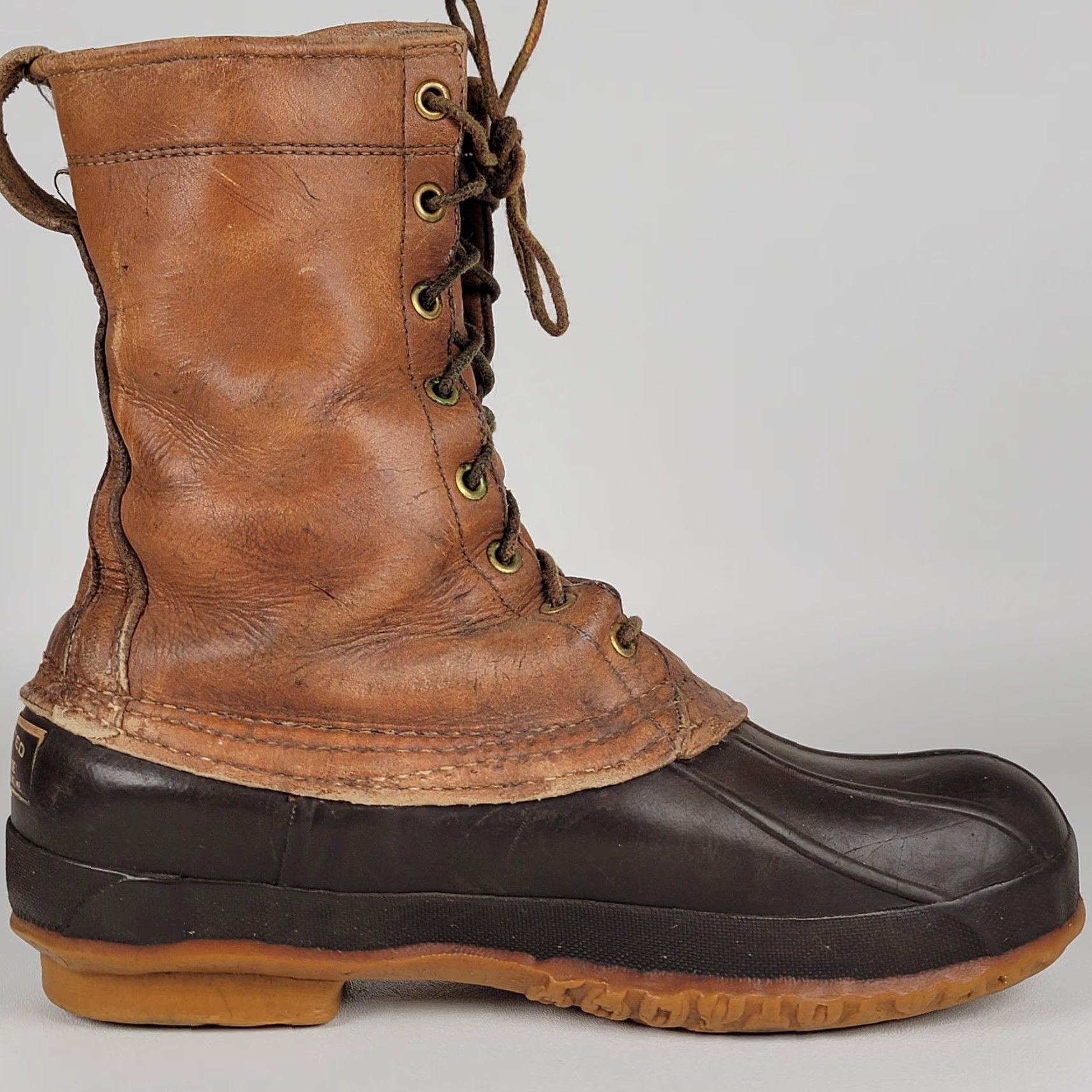 Vintage VTG 60s LL Bean Maine Hunting Bean Boots Vibram Made In USA Boots Mens US Size 10 Brown Leather Ivy Look Original Size US 10 / EU 43 - 5 Thumbnail