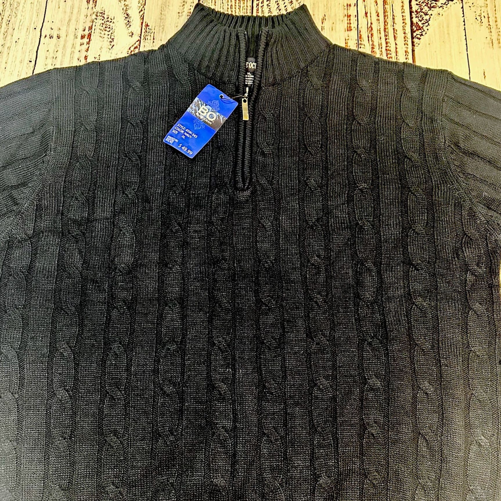 Vintage VINTAGE Blue Ocean Cable Knit 1/4 Zip Navy Sweater Cardigan Men XL Blue Ocean NWT 90s Size US XL / EU 56 / 4 - 2 Thumbnail